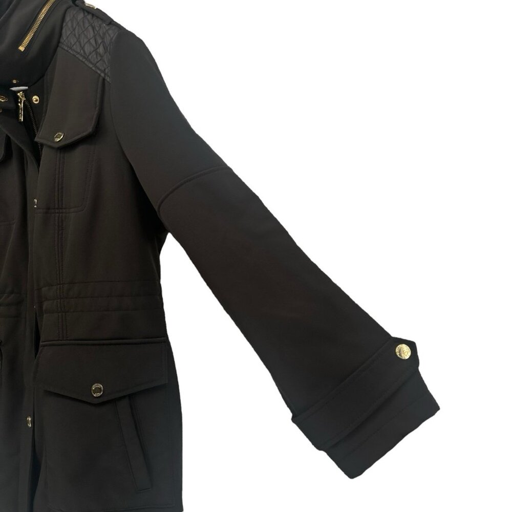 Michael Michael Kors Jacket Size XL Black Full Hidden Zipper Button Quilted Coat - Picture 4 of 14